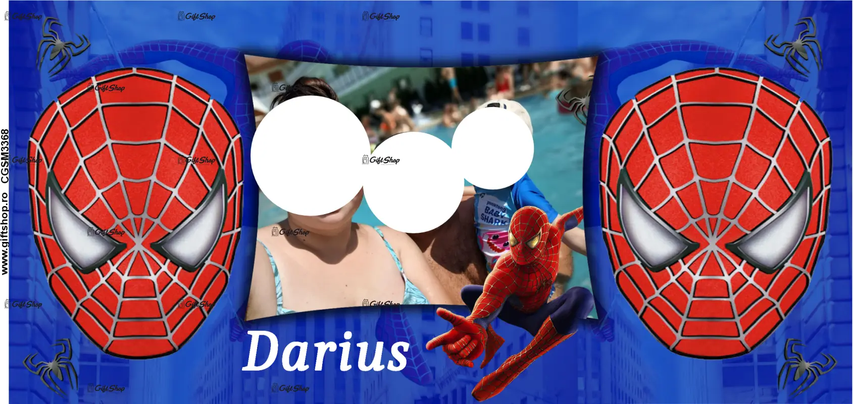 Spiderman, cana personalizata cu poza si text, 330ml, model 3368